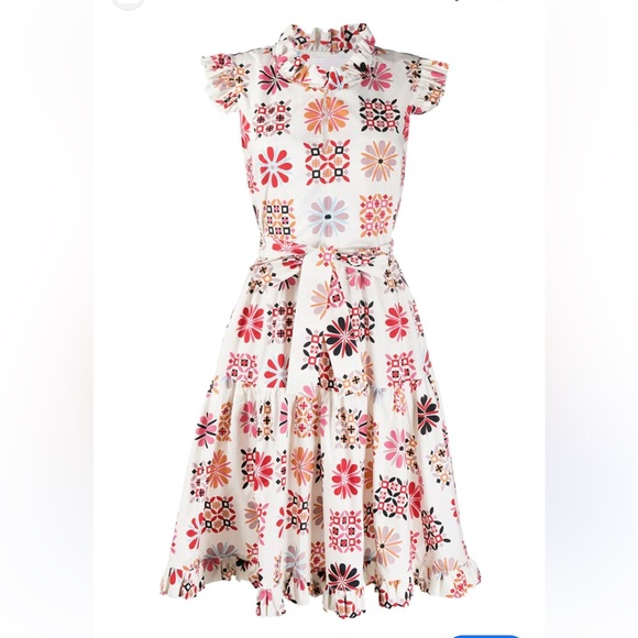 La doubleJ Dress Short & Sassy Vetrata floral Flared Ruffle Sleeve Dress M - Picture 3 of 9